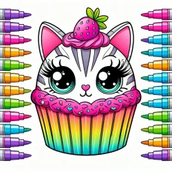 12 cat cupcake photo to color free to print