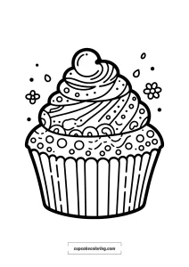 Cupcake to color page easy coloring for kids free to print