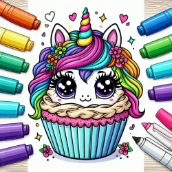 best cute unicorn cupcake coloring page free printable