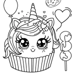 chubby unicorn cupcake coloring pages free to print