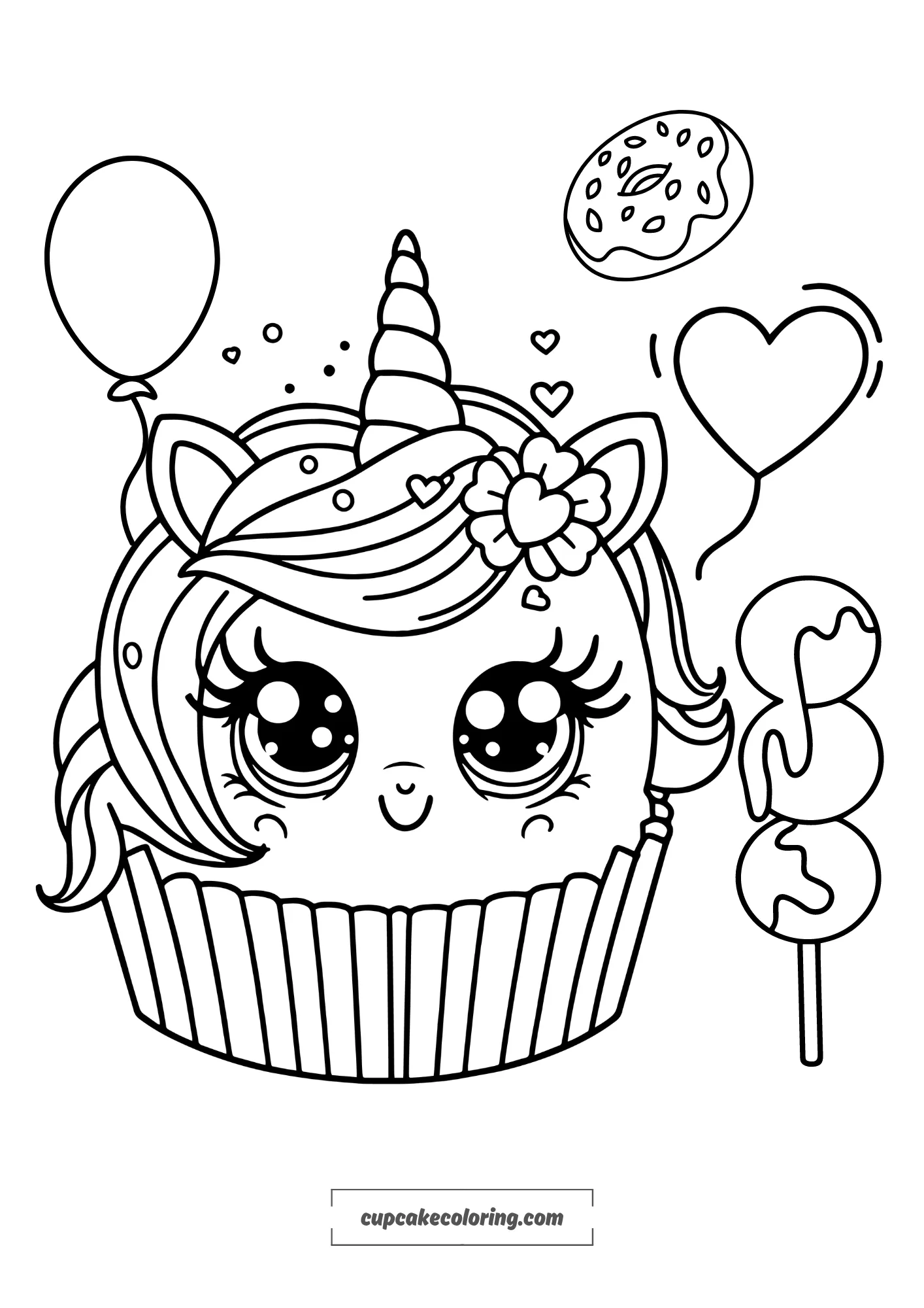 chubby unicorn cupcake coloring pages free to print