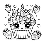 cupcake unicorn coloring page strawberry simple to color for kids printable free