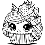 cupcake unicorn coloring page with strawberry free to download to print simple coloring for kids_result