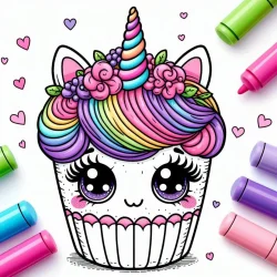 cupcake unicorn picture to color free printable