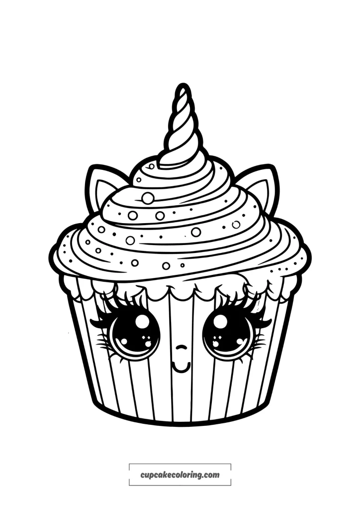 cute and enchanting cupcake unicorn coloring page for free to printable_result