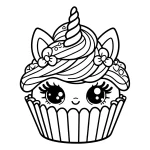 cute and enchanting cupcake unicorn coloring page