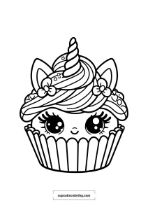 cute and enchanting cupcake unicorn coloring page