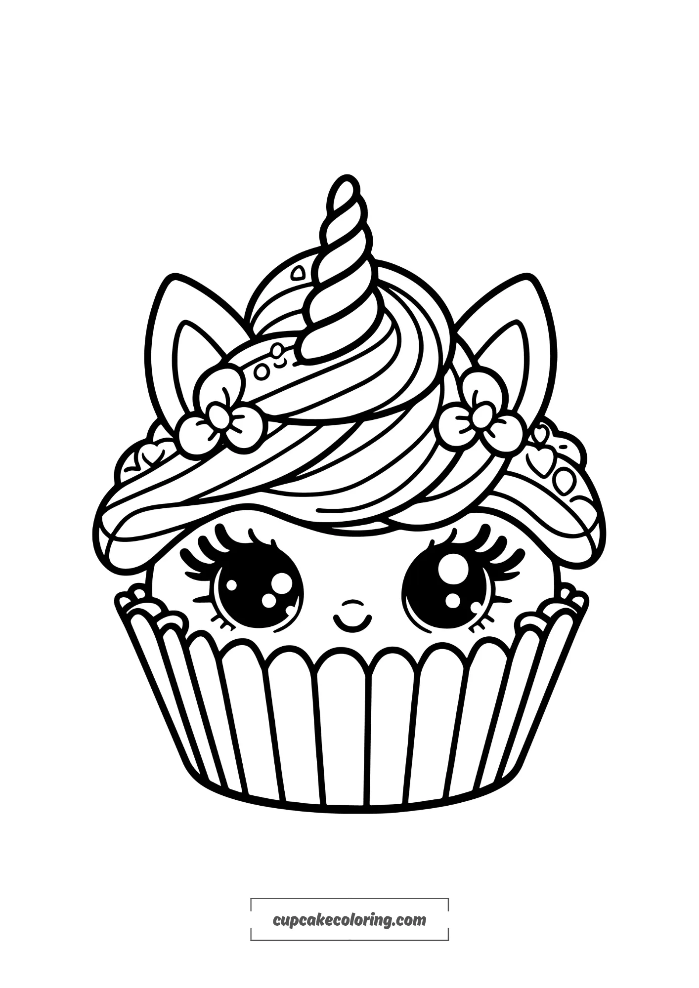 cute and enchanting cupcake unicorn coloring page