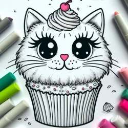 cute cupcake coloring page free printable photo