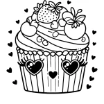 cute cupcake coloring page with fruits on top – free to print _result