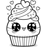 cute cupcake picture to color free printable for todlers