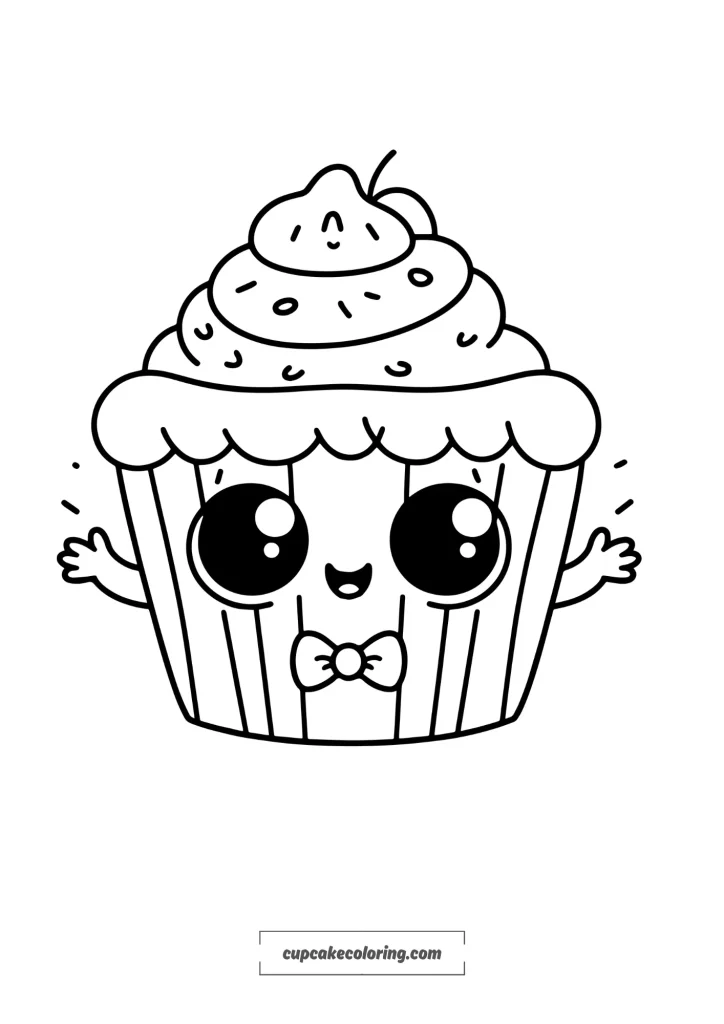 cute mr cupcake with papion coloring page free