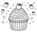 easy to color image of a cupcake for young kids – toddlers bold lines