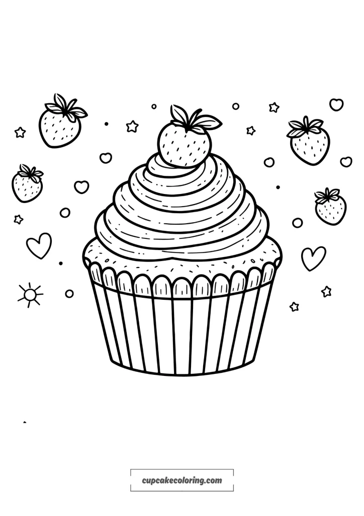 easy to color image of a cupcake for young kids – toddlers bold lines