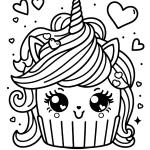 kawaii unicorn cupcake coloring pages free printable online