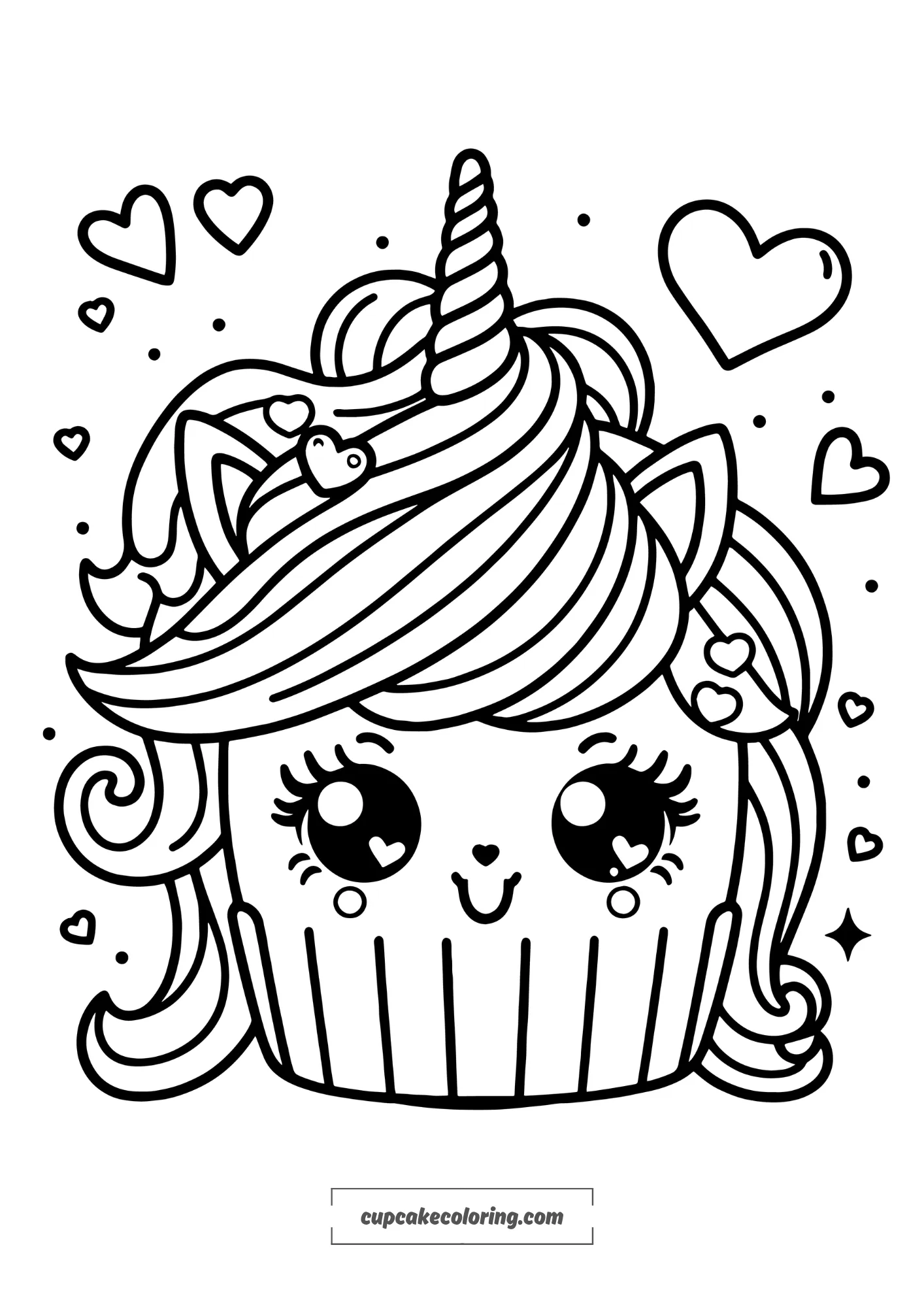 kawaii unicorn cupcake coloring pages free printable online