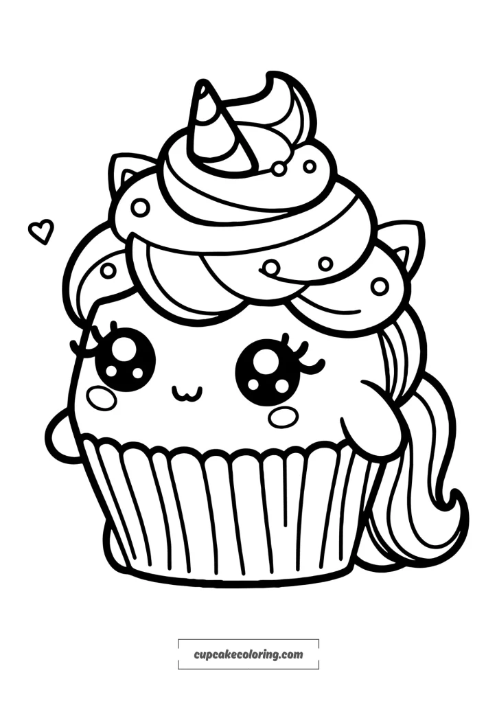 simple cute cupcake unicorn coloring page free printable pdf