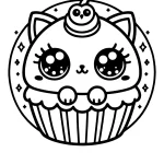 simple cute little kitty cupcake coloring page free to print for kids (2)