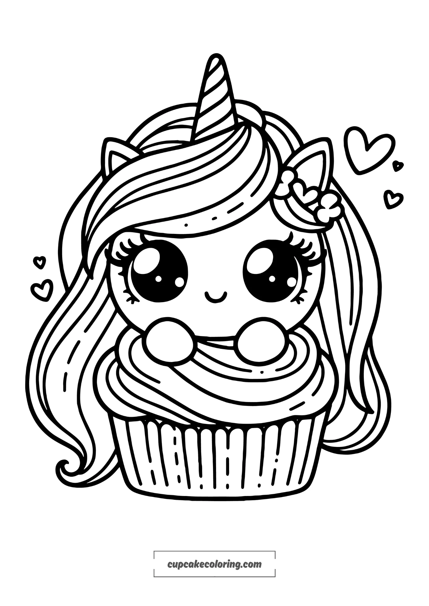 simple cute unicorn cupcake coloring page easy to color printable online free