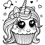 simple fluffy stunning unicorn cupcake coloring page simple to color free to download printable pdf