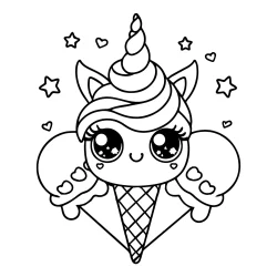 Free unicorn Ice cream page to color and print