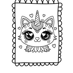 Picture to color unicorn cat adorable for coloring for toddlers