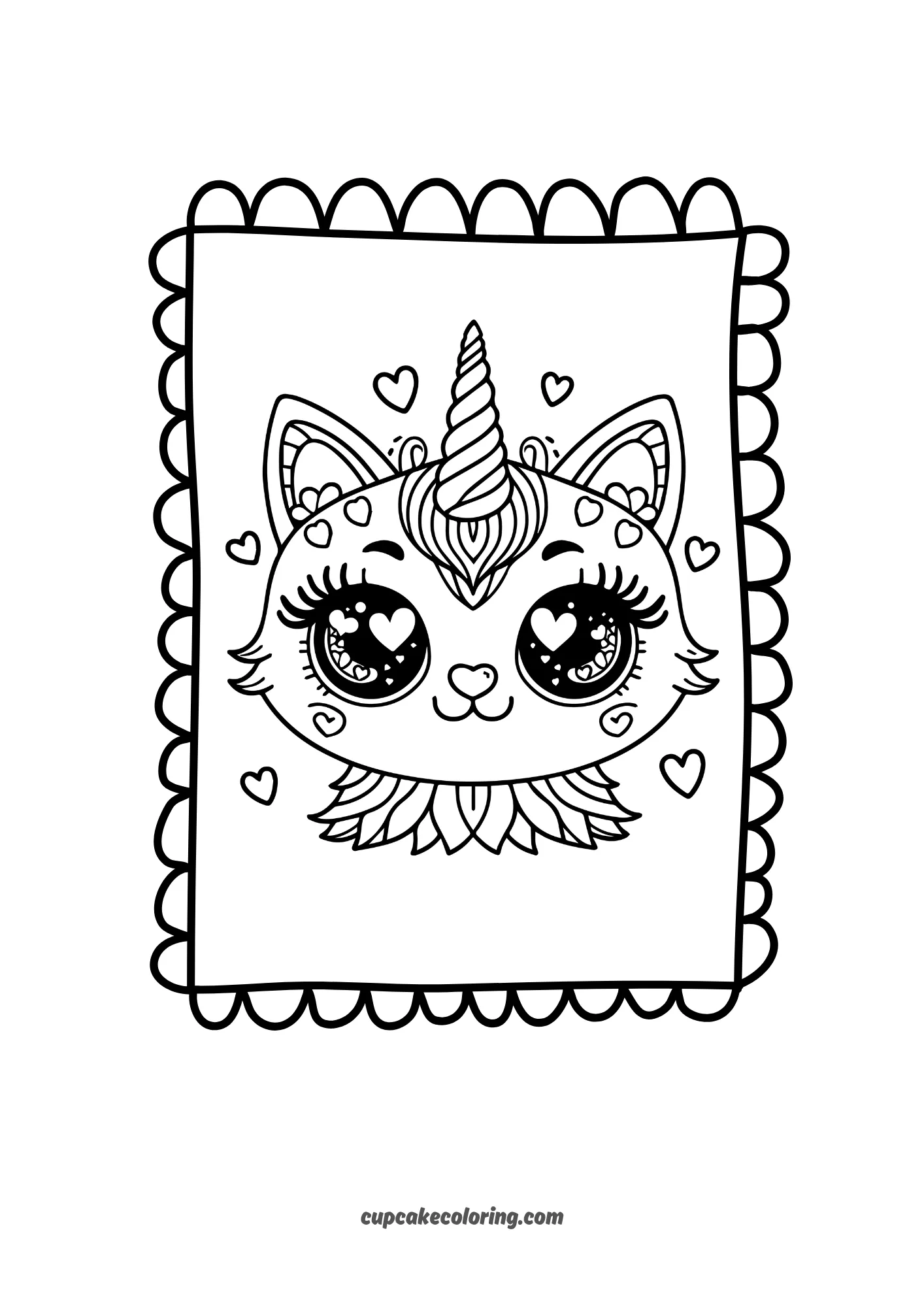 Picture to color unicorn cat adorable for coloring for toddlers