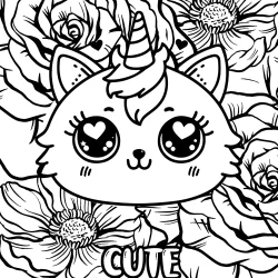 Unicorn cat picture to color for adults