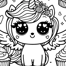 Unicorn picture to color with unicorn with wings super cute and simlple to color