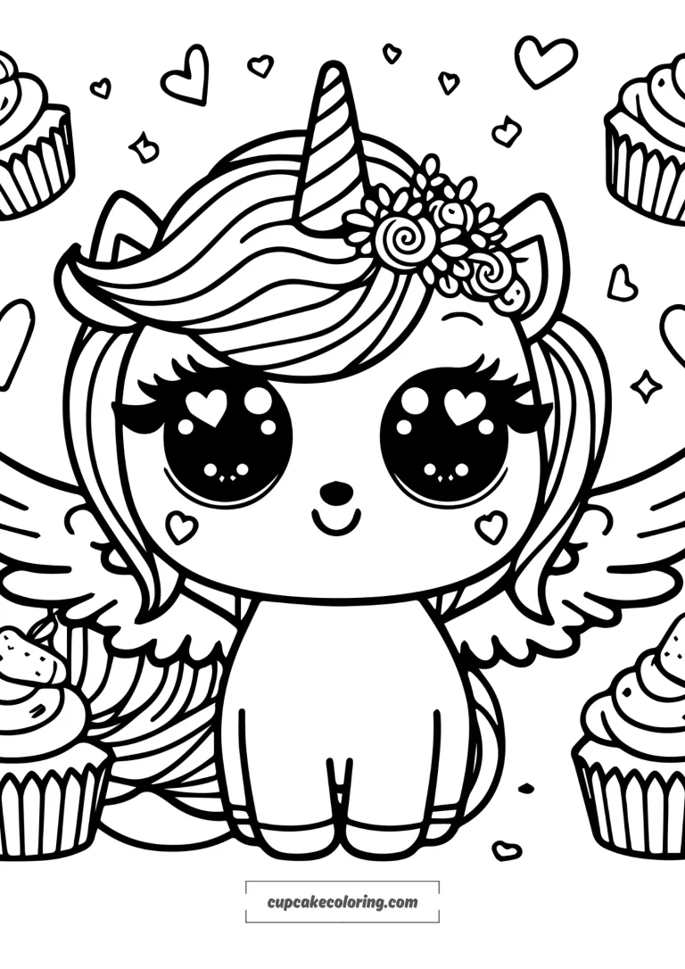 Unicorn picture to color with unicorn with wings super cute and simlple to color
