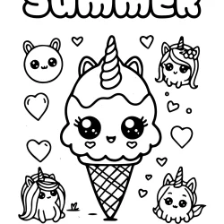 adorable ice cream unicorn images coloring pages with unicorn mascots – summer picture
