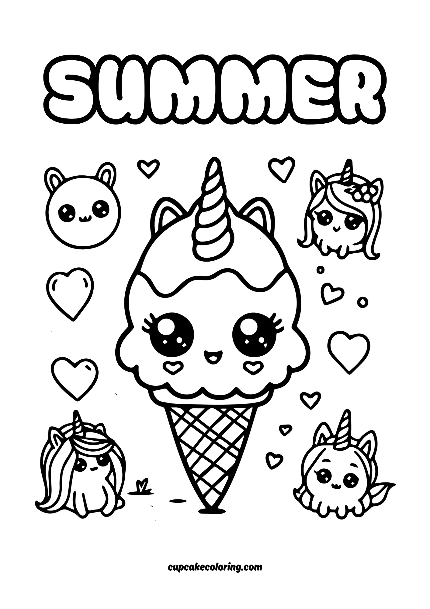 adorable ice cream unicorn images coloring pages with unicorn mascots – summer picture