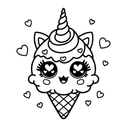 adorable summer coloring page of unicorn ice cream to color printable image free