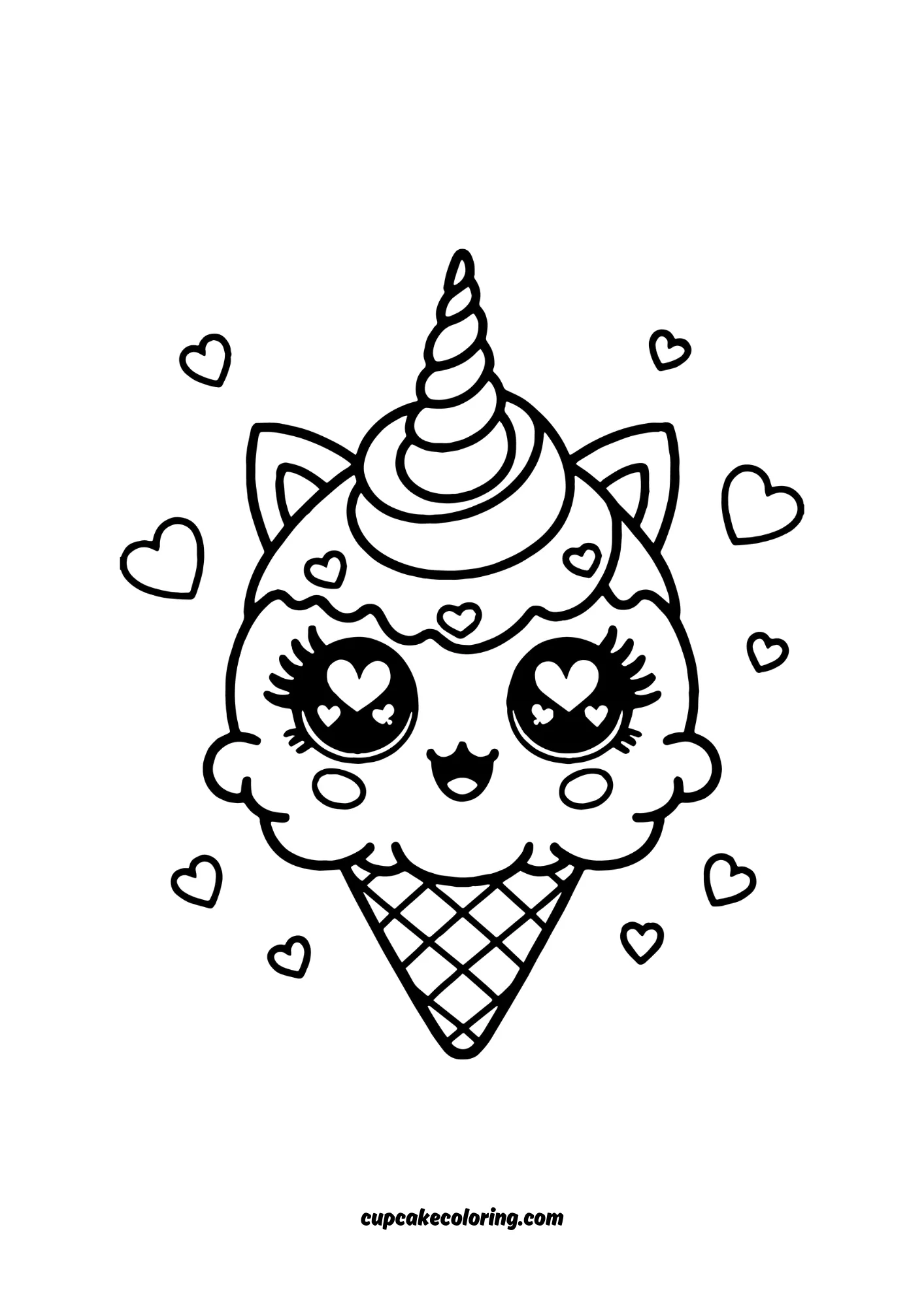 adorable summer coloring page of unicorn ice cream to color printable image free