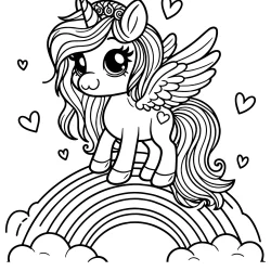 adorable unicorn picture to color with wings coloring page free to print