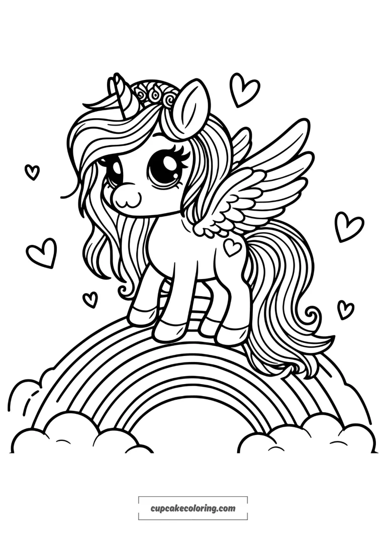 adorable unicorn picture to color with wings coloring page free to print