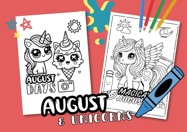 august coloring pages of unicorns- Printable Sheets A4 for free