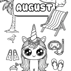 august unicorn picture to color of summer days