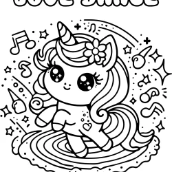 coloring page of a dancing unicorn 2