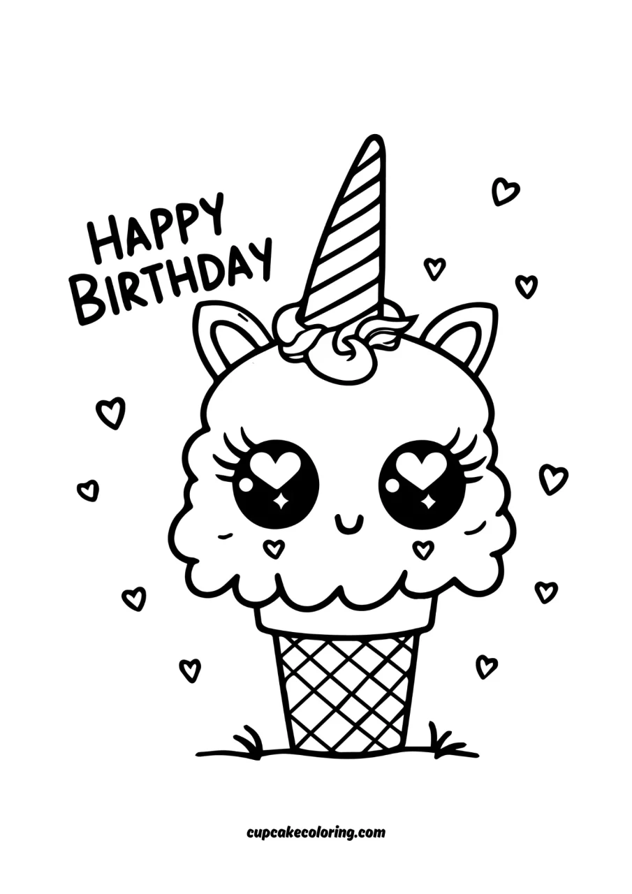 coloring pages unicorn ice cream for birthday party