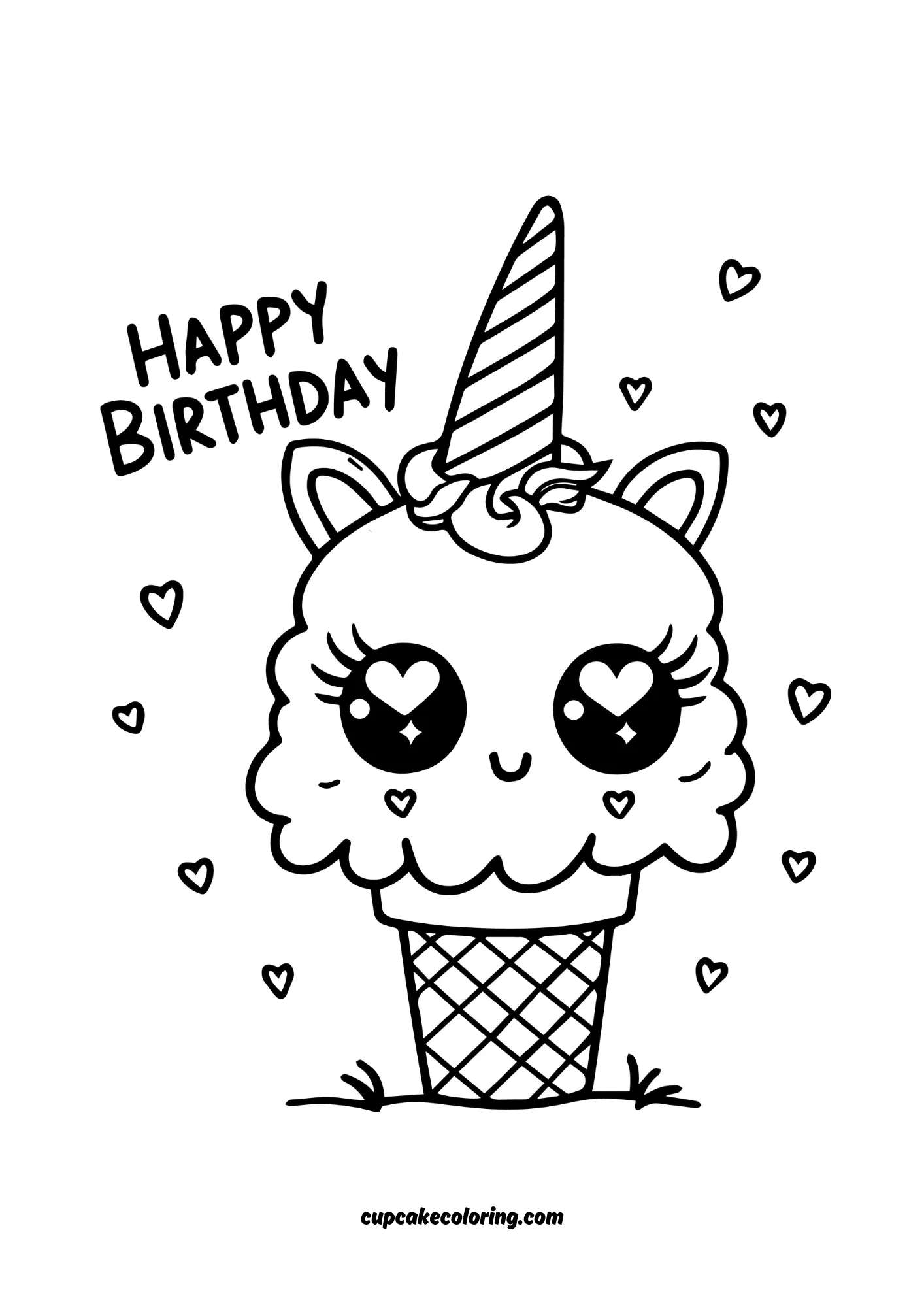 coloring pages unicorn ice cream for birthday party