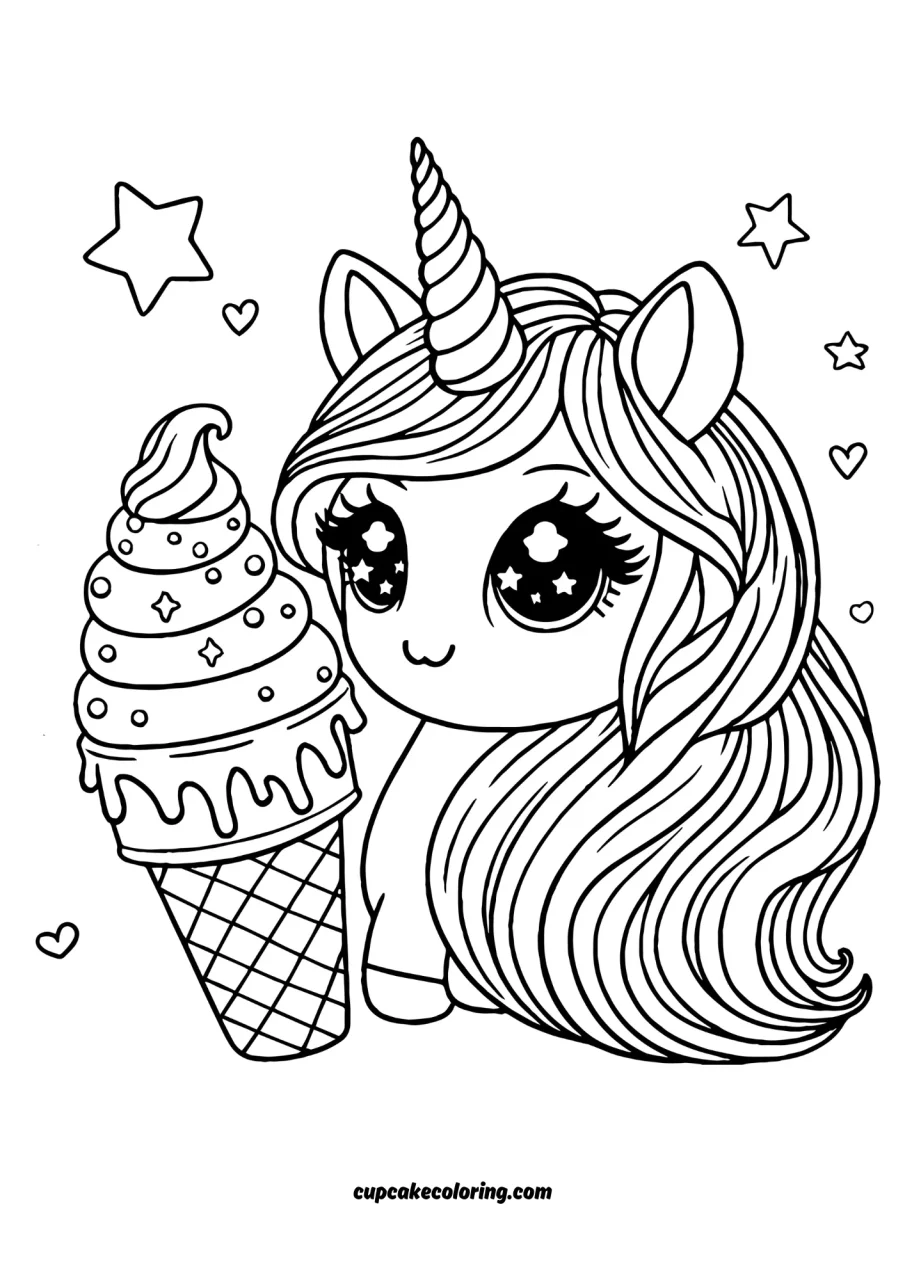 coloring pages with unicorns and icecream summer picture to color printable free