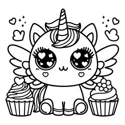 cute Little unicorn with wings coloring page for little kids and toddlers