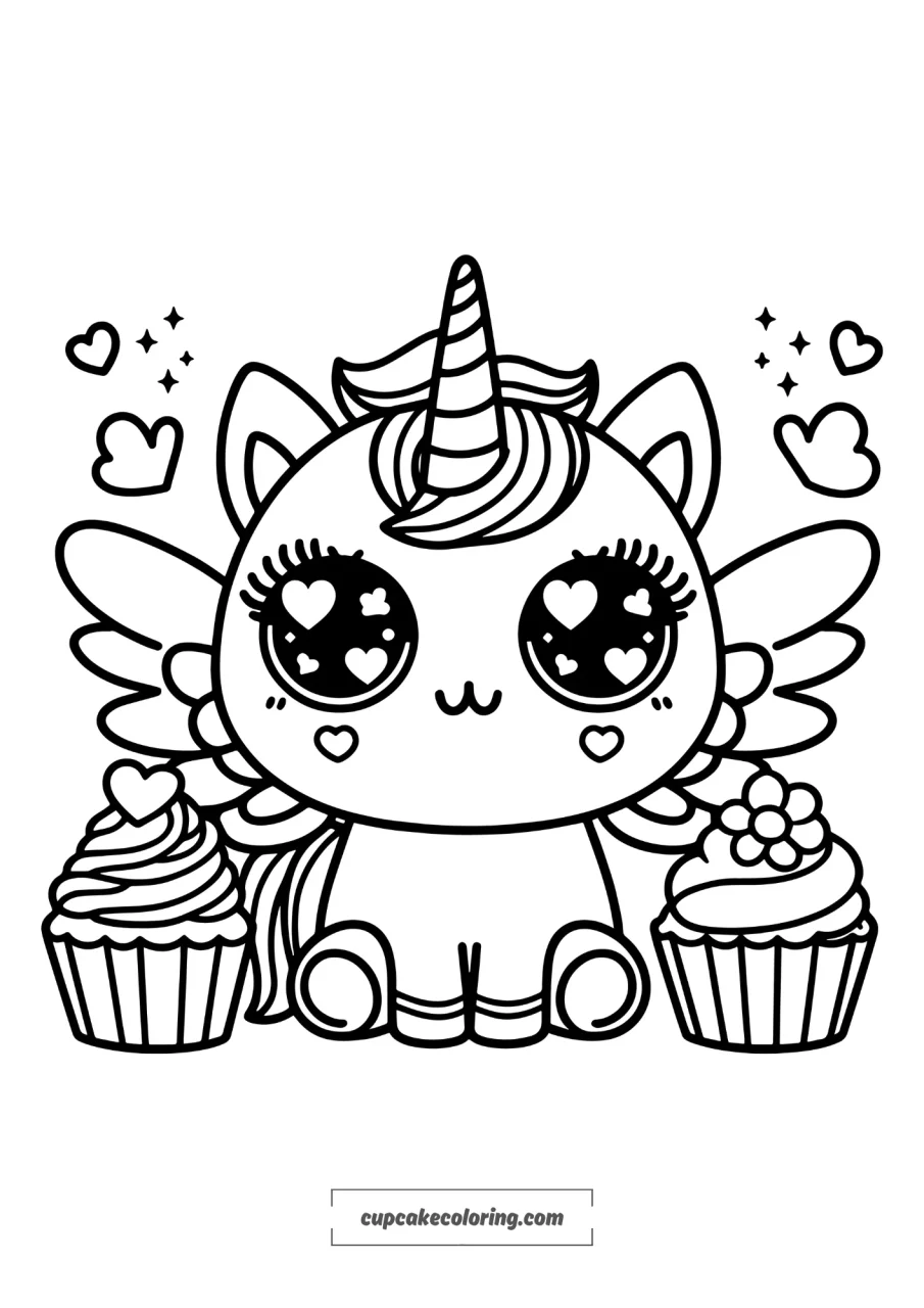 cute Little unicorn with wings coloring page for little kids and toddlers