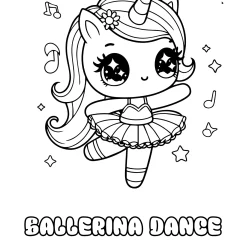 cute ballerina dancing unicorn picture to color in