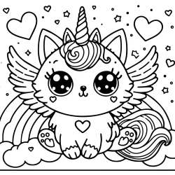 cute flying caticorn coloring pictures printable