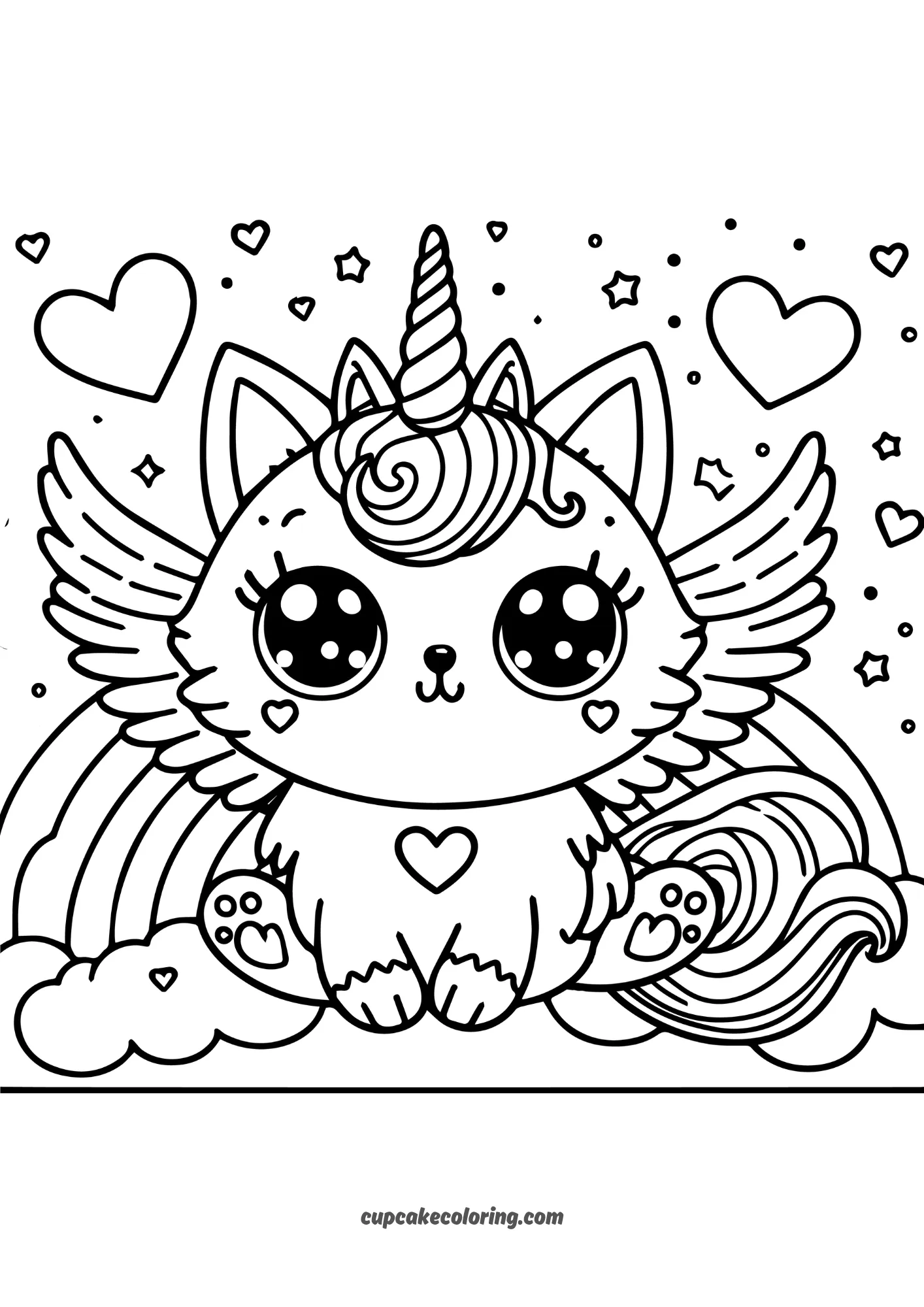 cute flying caticorn coloring pictures printable