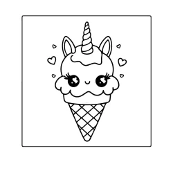 cute ice cream unicorn coloring page free printable