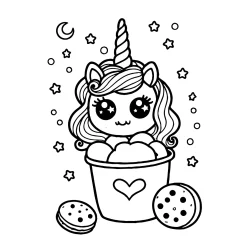 cute summer pic to color of unicorn cookie on a ice cream free coloring page printable