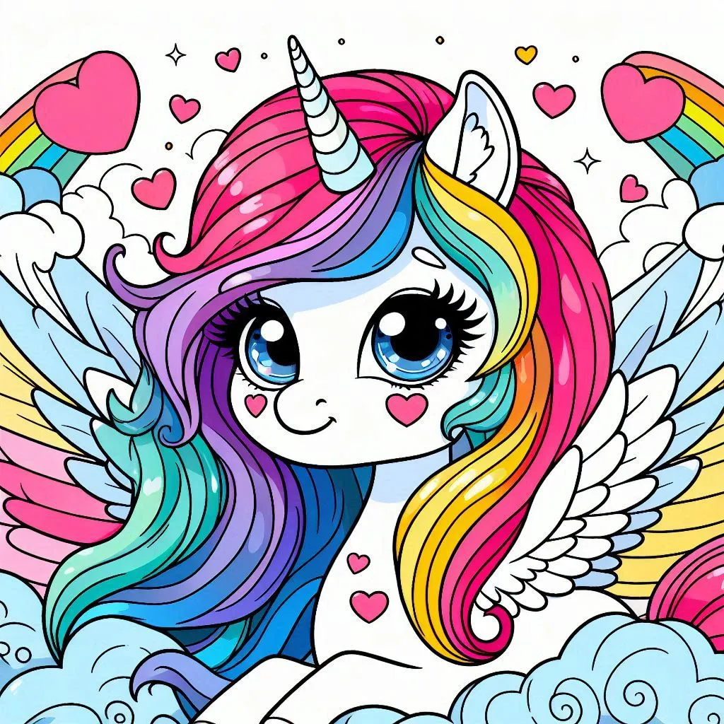 cute unicorn pegasus colouring pages